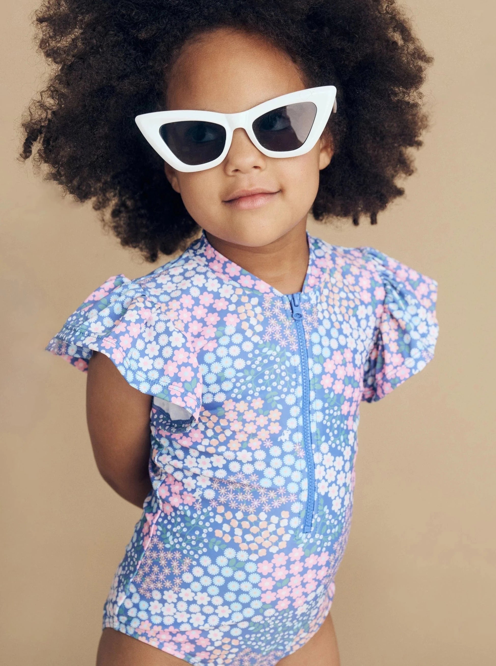 Floral Frill Zip Swimsuit Good Kid
