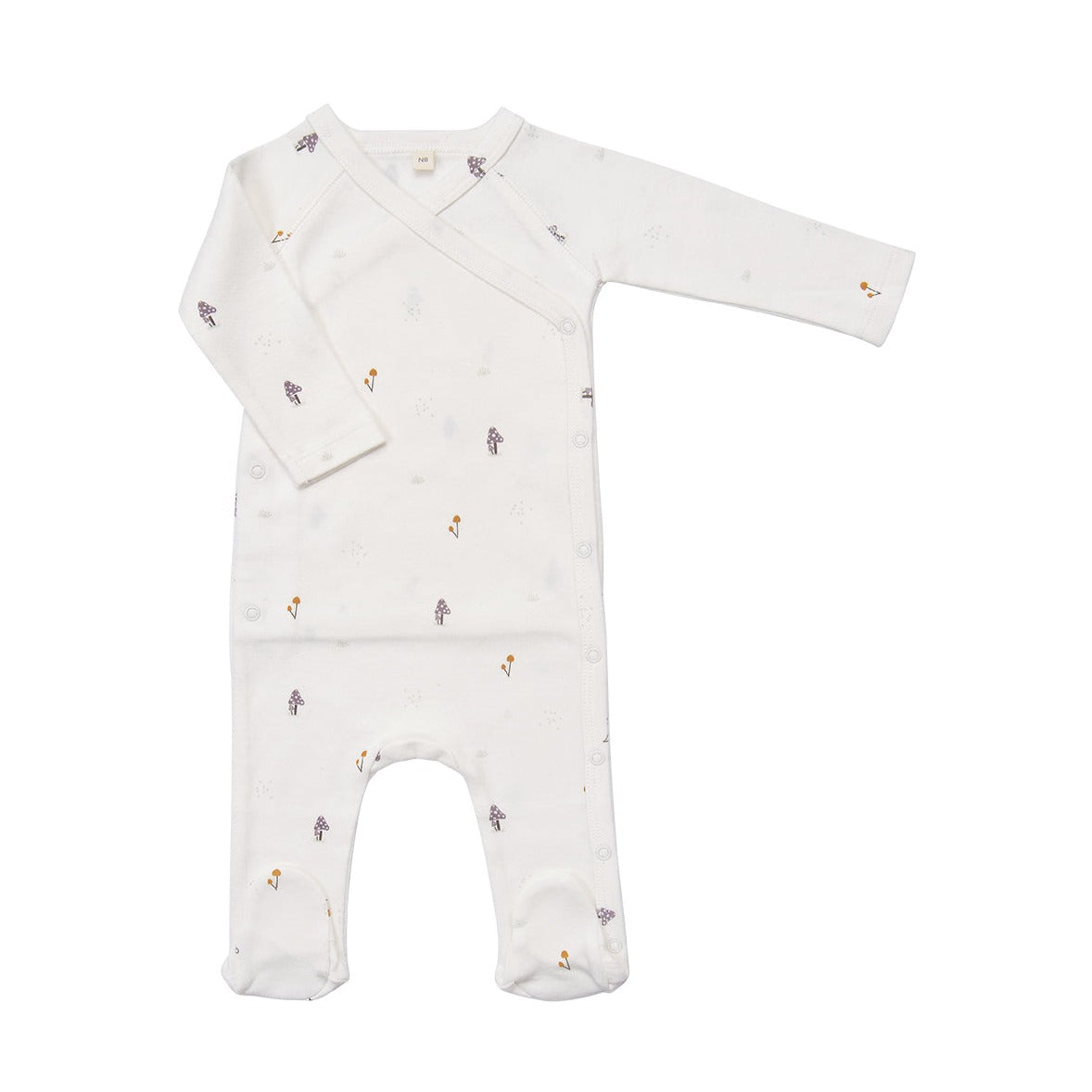 Long Sleeve Romper with Feet - Mushroom