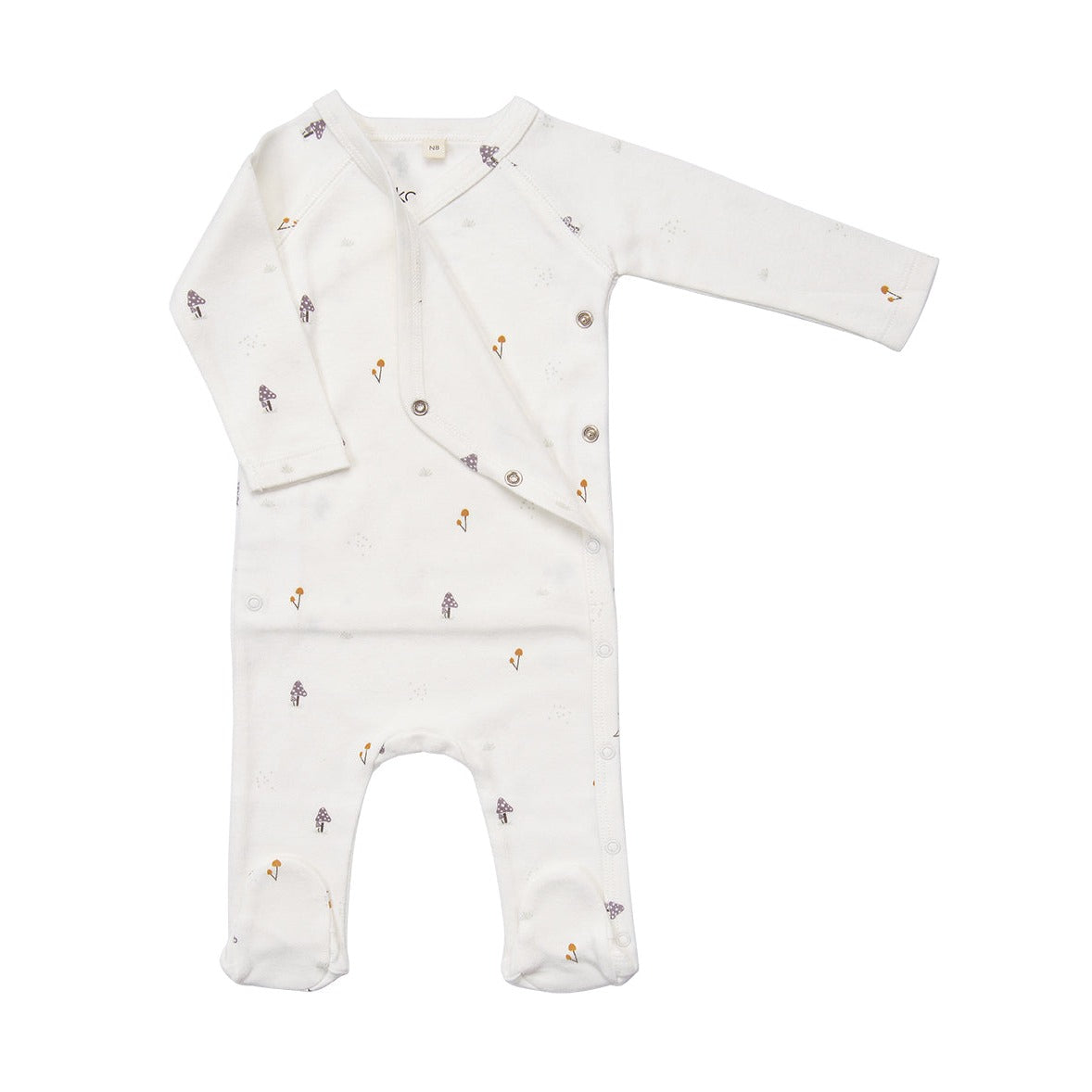 Long Sleeve Romper with Feet - Mushroom