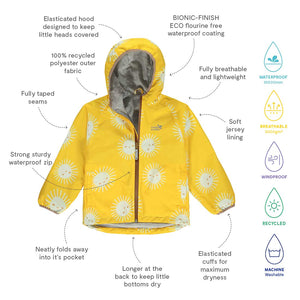 EcoLight Packable Rain Jacket Lined Yellow Sun