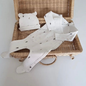 Long Sleeve Romper with Feet - Mushroom