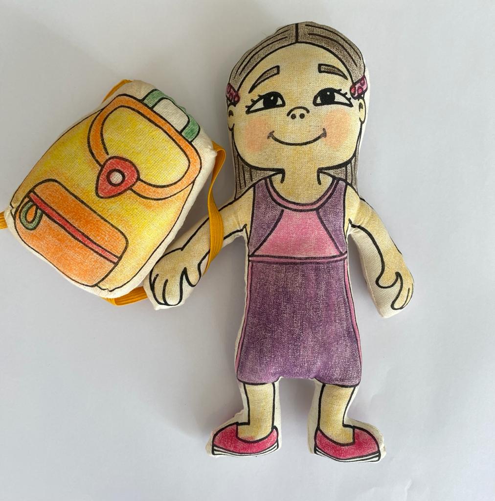 Doll with Barrettes + Backpack
