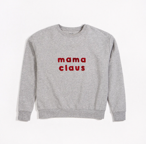 Mama Claus on Heather Grey Fleece Sweatshirt