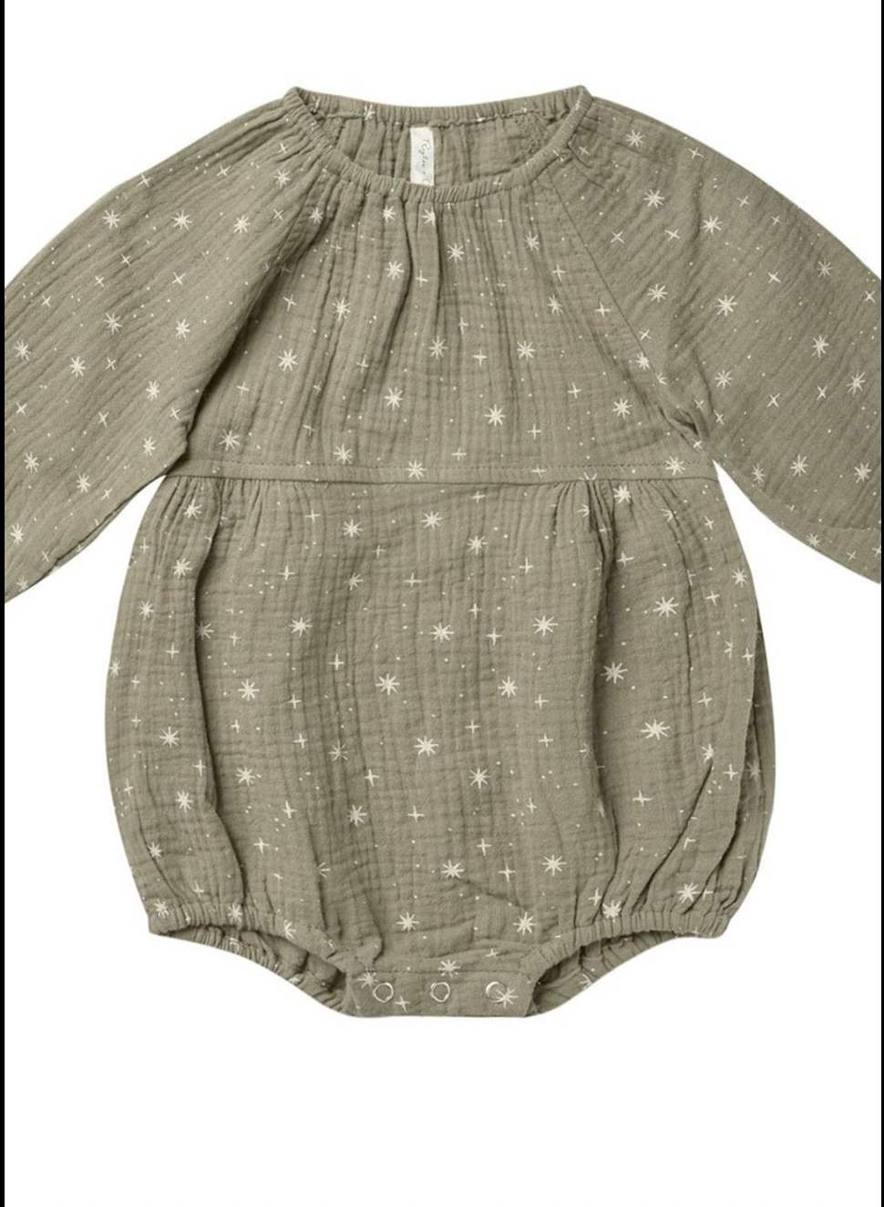 Long Sleeve Bubble Romper - Olive Star