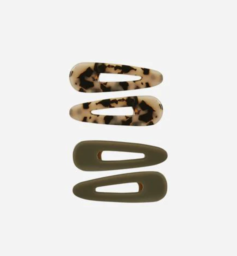 Hair Clip Set - 4pk Olive / Tortoise