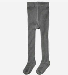 Solid Ribbed Tights - Charcoal