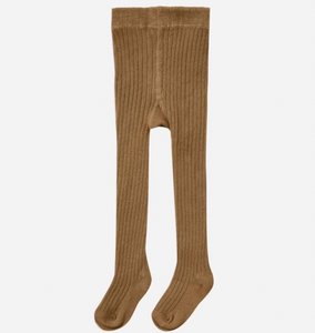 Solid Ribbed Tights - Rust