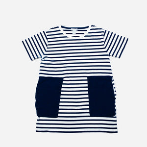 Striped Dress with Patch Pockets - 1/2Y
