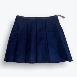 Navy Wool Pleated Skirt