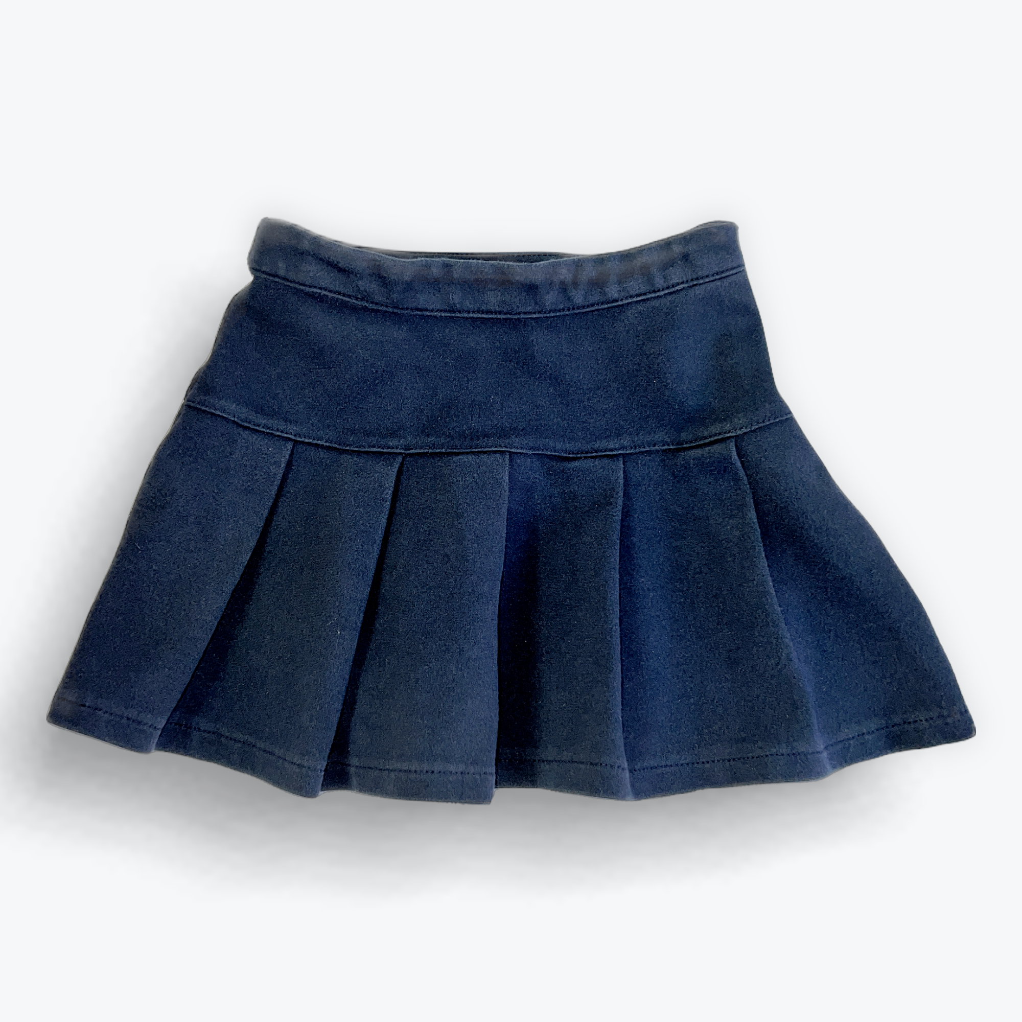 Navy Cotton Pleated Skirt - 4/5